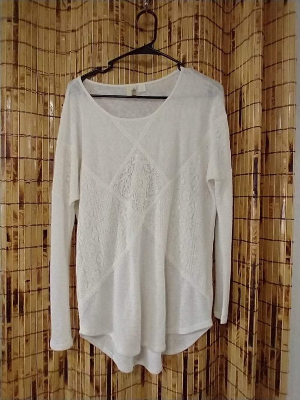 Roolee White Long-Sleeve Knit Top (Size Large)